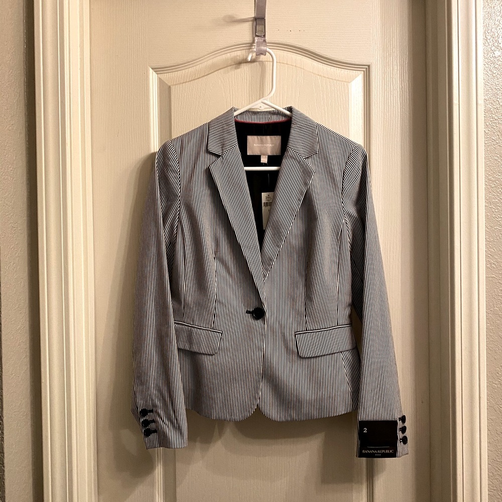 Banana Republic Navy Pinstripe Blazer